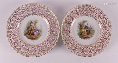A pair of pierced porcelain decorative dishes, Germany/Franc...