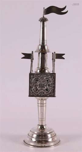 Judaica. A silver Besamin spice tower, 19th C.