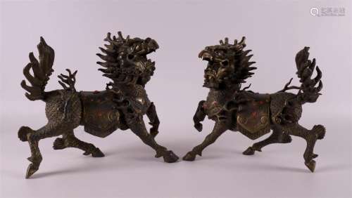 A pair of bronze Kylin, China 20th century.