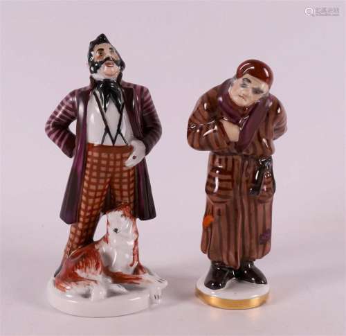 Two polychrome porcelain figures 'The miser' + &#x...