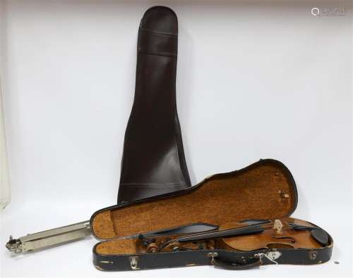 A violin in original case, sticker; M.J.H. Kessels, Tilburg,...
