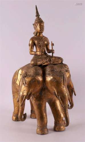 A gilt bronze Indra on three-headed elephant Erawan Airavata...