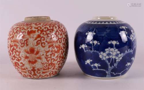 A milk and blood porcelain ginger jar, China, 19th century.