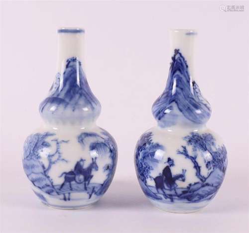 Two blue and white porcelain gourd vases, China, 18th centur...