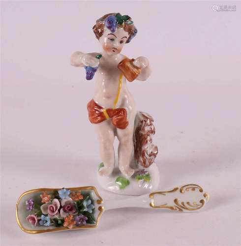 A polychrome porcelain Bacchus, Italy, 19th century.