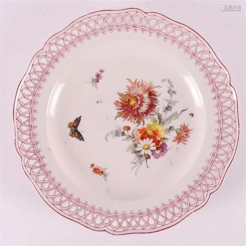 A porcelain decorative dish with a pierced rim, Germany, KPM...