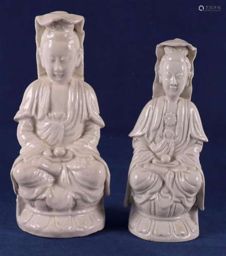 Two Blanc de Chine seated Kwan Yin, China 20th century.