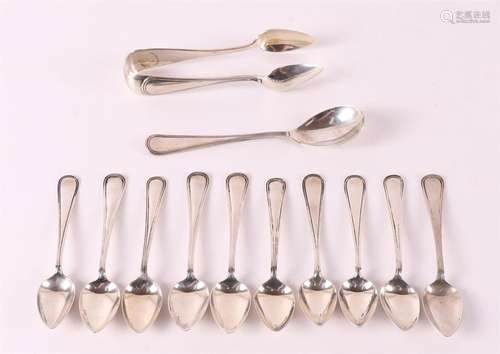 A set of ten 2nd grade silver teaspoons, round fillet, 20th ...