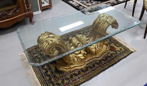 A rectangular coffee table with clear glass top, Italy, 20th...