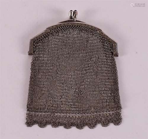 A second grade silver chainmaille purse with 2 cabochon cut ...