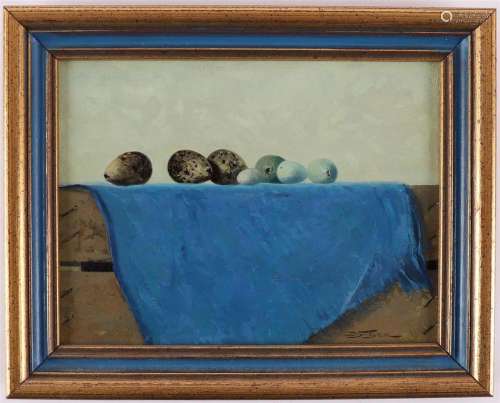 Nijmeijer, J. (Joop) (1941-2017) 'Still life of eggs on...