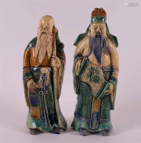 Two sancai pottery immortals, China, 19th century