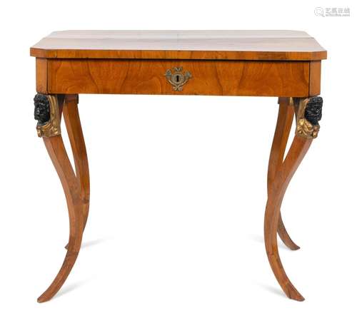 A Biedermeier Walnut Painted, Ebonized  and  Parcel Gilt Sid...