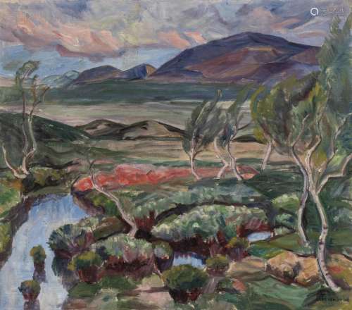 Lars Jorde (Norwegian, 1865-1939) Blue Landcape, 1928