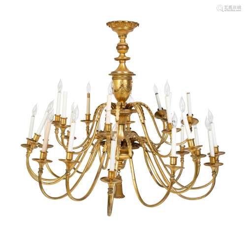 A 21-Light Neoclassical Style Gilt Metal Chandelier Height 4...