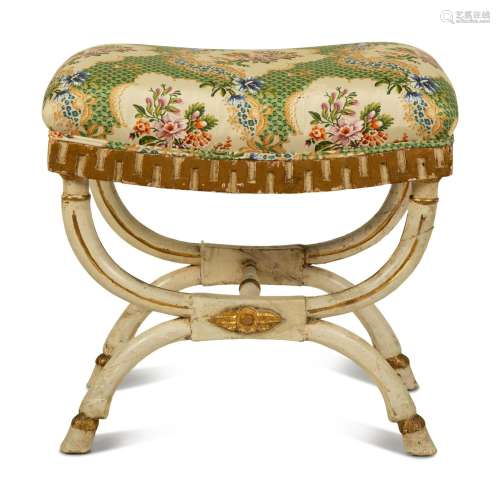 An Italian Neoclassical Style Painted Tabouret Height 21 x w...