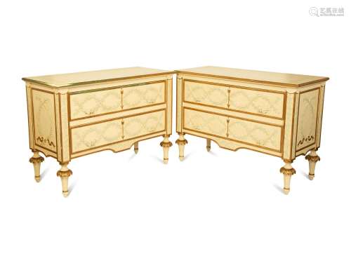 A Pair of Italian Neoclassical Style Painted and Parcel Gilt...