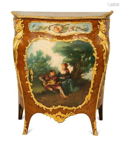 A Louis XV Style Gilt Bronze Mounted Kingwood and Painted Pa...