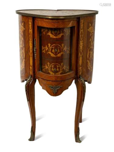 A Louis XV Style Marquetry Heart-Shaped Table Height 37 x wi...