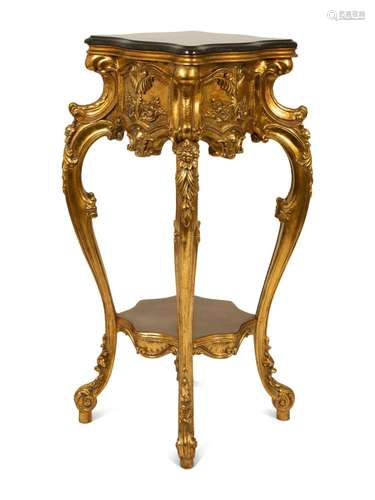 A Louis XV Style Giltwood Pedestal Height 45 1/2 x width 20 ...