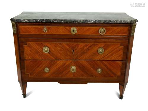 A Louis XVI Style Gilt Bronze Mounted Commode Height 35 x wi...