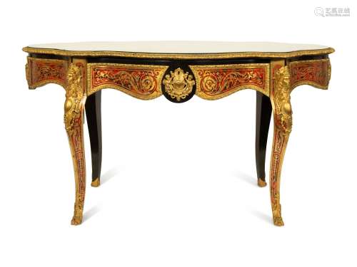 A Napolean III Style Gilt Metal Mounted Boulle Marquetry Cen...
