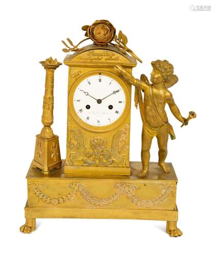 A French Empire Gilt Bronze Mantle Clock Homage a La Plus Be...