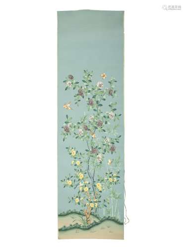 Four Hand-Painted French Chinoiserie Design Wallpaper Panels...