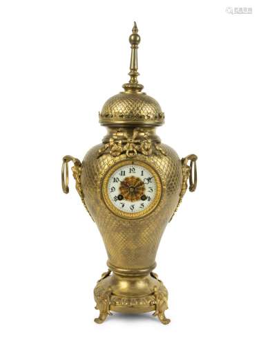 A French Gilt Bronze Urn-Form Clock Height 21 x width 9 1/2 ...