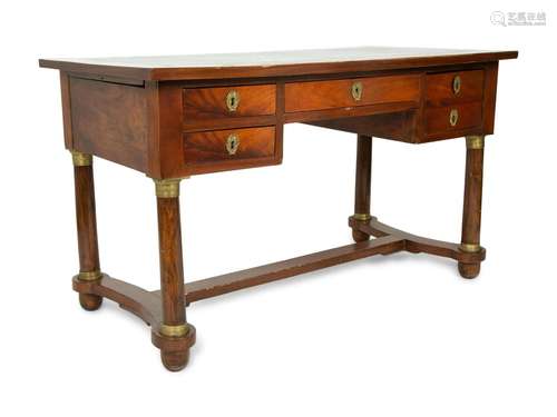 A Louis Philippe Gilt Bronze Mounted Walnut Desk Height 30 x...