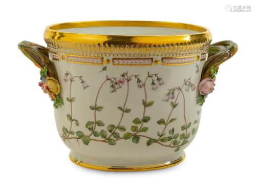 A Royal Copenhagen Flora Danica Porcelain Cache Pot Height 6...