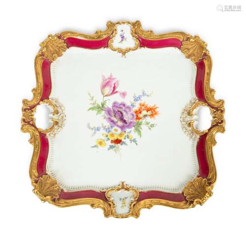 A Pair of Meissen Porcelain Trays Diameter 16 inches.