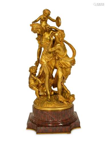 A Gilt Bronze Figural Bacchanalia Group, After Michel Claude...