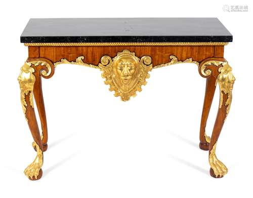 A Pair of George II Style Parcel-Gilt Walnut Console Tables ...