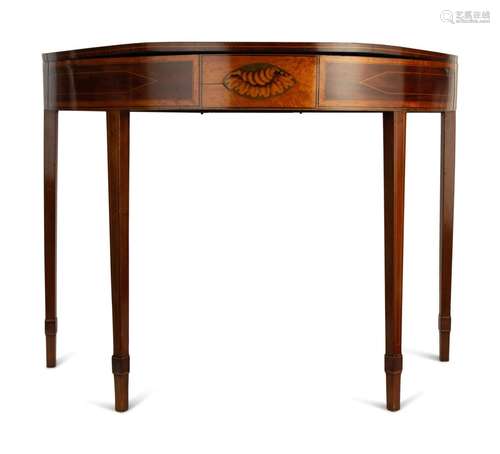 A George III Mahogany Marquetry Flip Top Table Height 30 1/2...