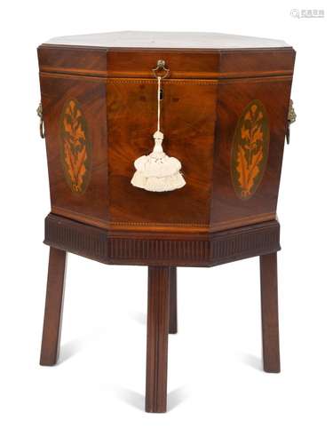 A George III  Mahogany Marquetry Cellarette Height 28 x widt...