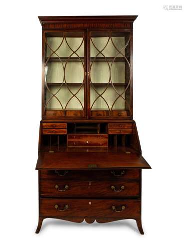 A Regency  Secretary Bookcase Height 88 x width 42 1/2 x dep...