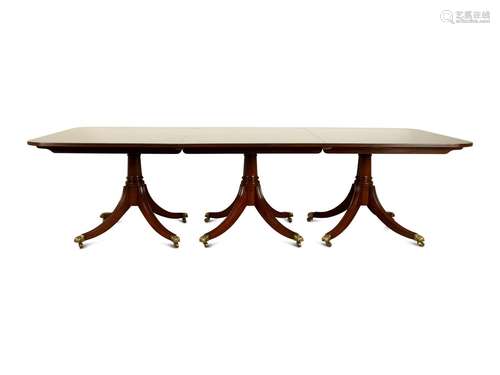 A Regency Style Mahogany Triple Pedestal Dining Table Height...