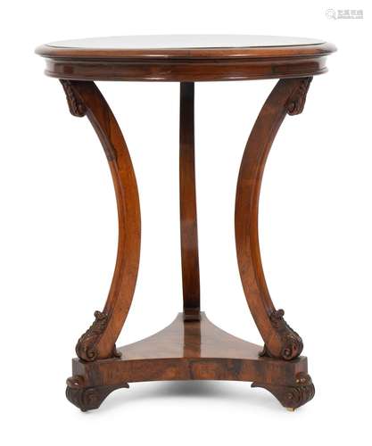 A Regency Rosewood Lamp Table Height 28 1/4 x diameter 23 1/...