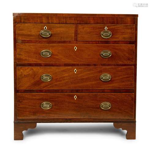 A Regency Style Walnut Chest of Drawers Height 38 1/2 x widt...