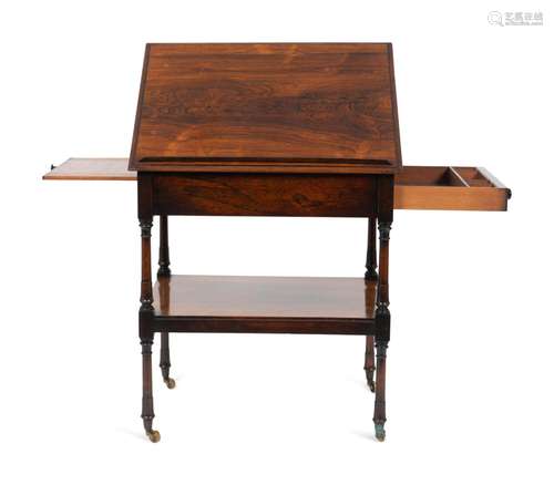 A Regency Rosewood Adjustable Reading Table Closed, height 2...