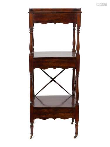 A Regency Rosewood Three Tier Etagere Height 50 x width 19 1...