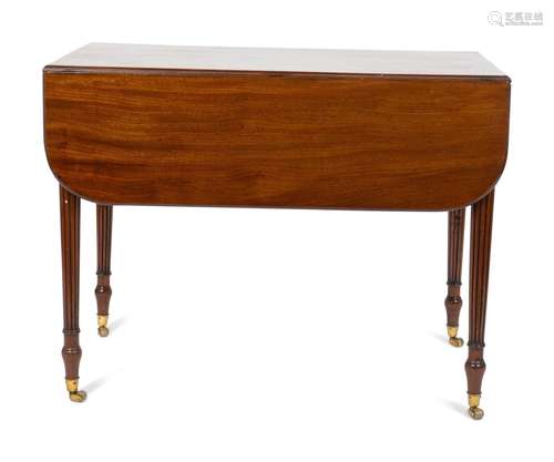 A Regency Mahogany Drop Leaf Table Height 27 3/4 x width (le...