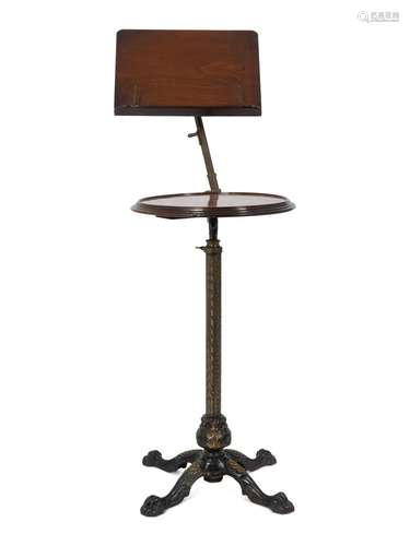 An English Mahogany and Brass Table with Adjustable Book She...