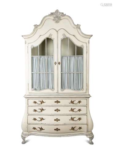 A French Provincial Blue and White Painted Armoire with Bomb...