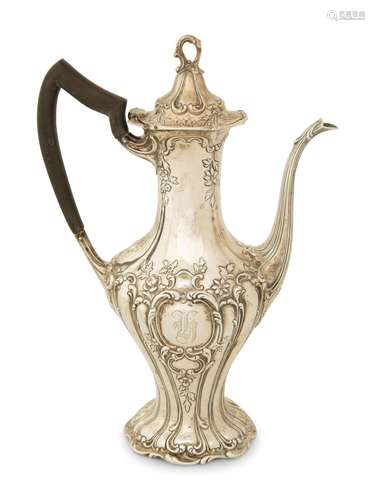 An American Silver Coffee Pot Height 11 1/4 inches.