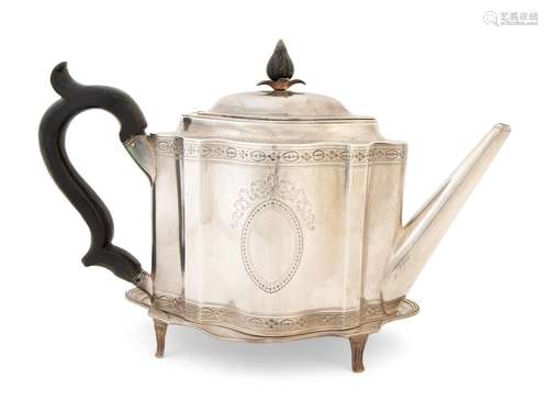 A George III Silver Teapot and Stand and Two Sugar Tongs Hei...