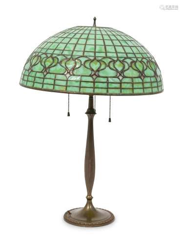A Tiffany Studios Favrile Glass and Bronze Pomegranate Lamp ...