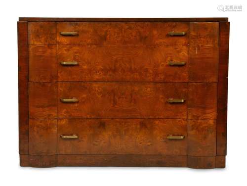 An Art Deco Walnut Chest of Drawers Height 33 x length 46 x ...