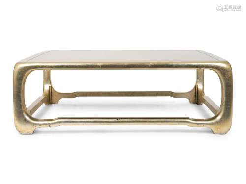 A Karl Springer Gilt Lacquer Coffee Table Height 16 1/2 x wi...